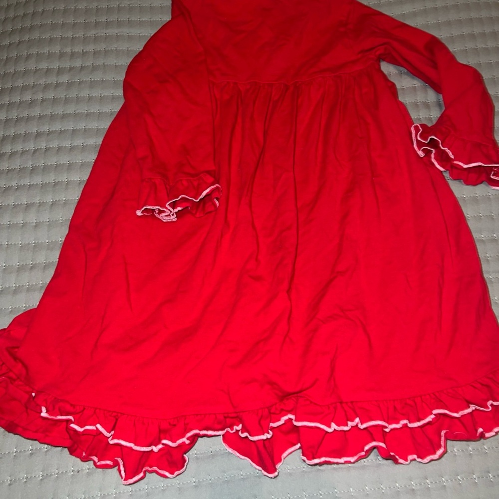 Abby & Evie Toddler Girls Size 5 Red Christmas Santa Dress Ruffle Holiday - Picture 6 of 8